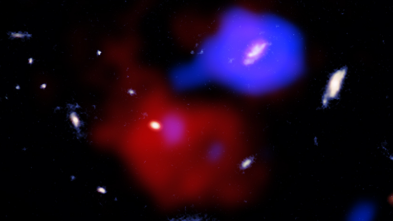 La NASA observe un trou noir précoce interagissant avec une galaxie en forme de pomme de terre.