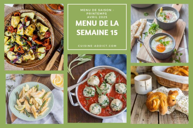 Menu hebdomadaire des cantines scolaires en France pour la semaine du 7 au 13 avril 2025.