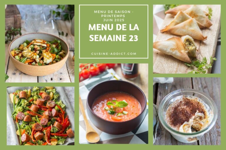 Menu hebdomadaire de recettes variées pour les familles en France du 2 au 8 juin