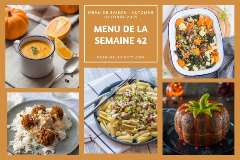 Menu hebdomadaire : 14 plats et desserts pour la semaine du 13 au 19 octobre 2025.