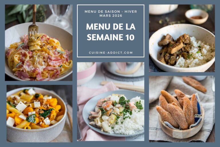 Menu de la semaine 10 : 14 plats et desserts pour la planification des repas.