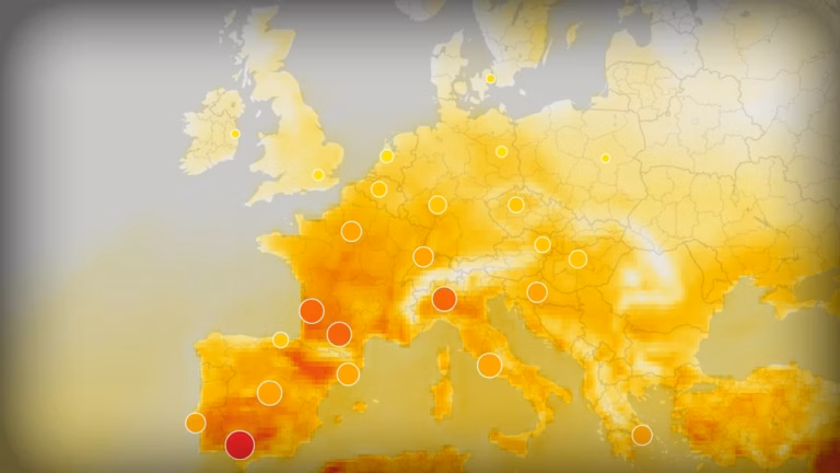 Vagues de chaleur en Europe : visualisation des canicules et nuits tropicales.