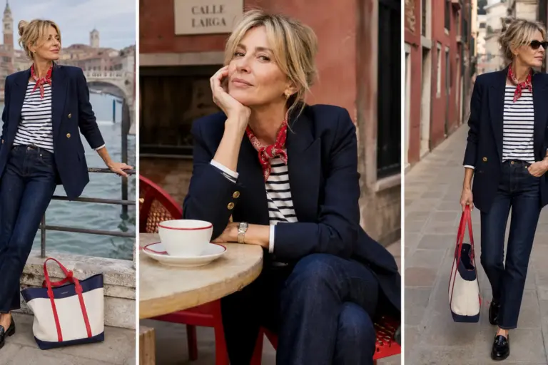 Inès de la Fressange présente un style chic et décontracté pour la mode française.