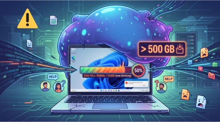 Windows 11 : un fichier caché peut saturer l’espace disque des utilisateurs.