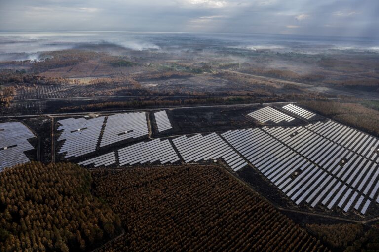 Des panneaux photovoltaïques installés en Gironde après les incendies de 2022, alerte une vidéo.