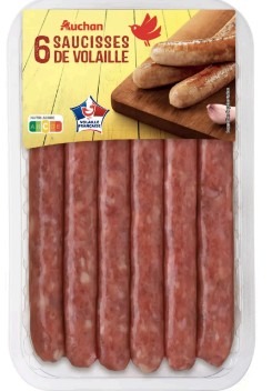 Rappel Consommateur – Détail BARQUETTE 6 SAUCISSE VOLAILLE NATURE AUCHAN