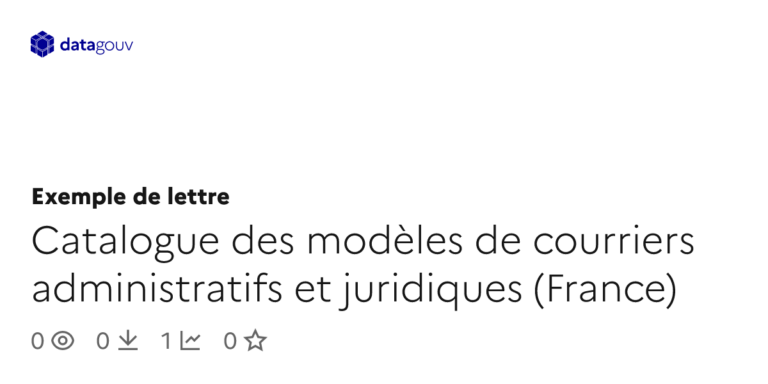 Catalogue des modèles de courriers administratifs et juridiques en France disponible en ligne