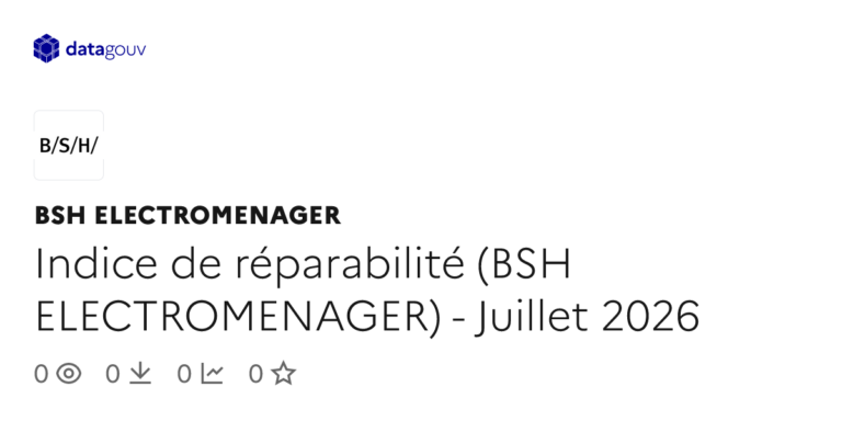 Indice de réparabilité des appareils électroménagers de BSH en France en 2026