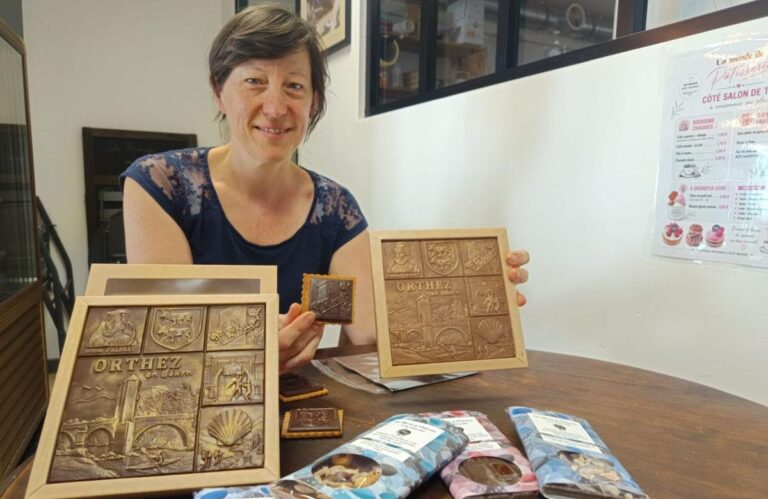 Orthez propose une tablette de chocolat pour promouvoir la cité Fébus auprès des touristes.