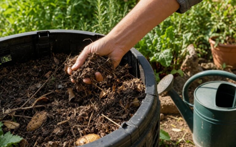 Compost trop sec en été : le test des « quelques gouttes » pour un meilleur rendement.