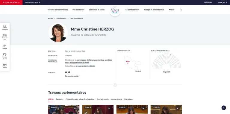 Sénat : Christine Herzog sanctionnée pour harcèlement et détournement de fonds.