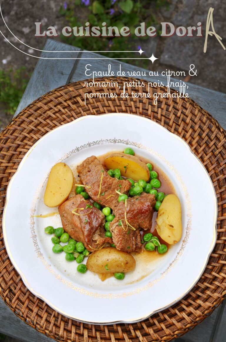 Recette d’épaule de veau au citron et romarin avec petits pois et pommes de terre grenaille
