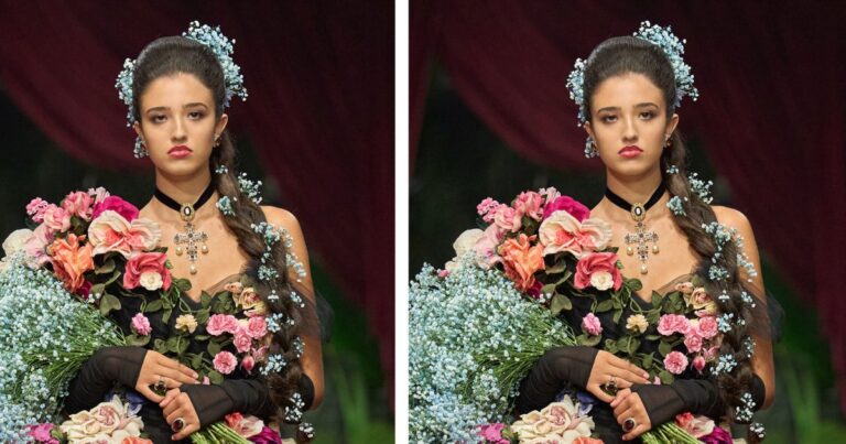 Léonie Cassel, fille de Monica Bellucci et Vincent Cassel, défile pour Dolce&Gabbana.