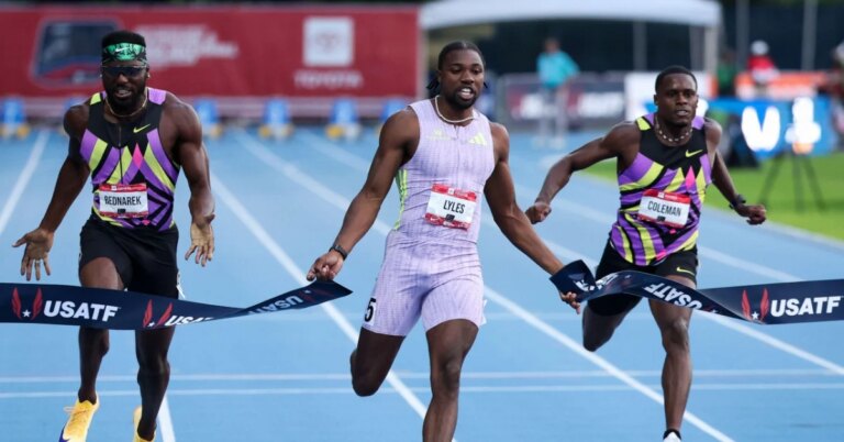 Noah Lyles égale son record personnel lors d’une compétition d’athlétisme.