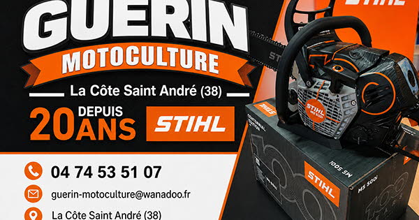 Guerin Motoculture renforce sa présence à La Côte-Saint-André avec 40 ans d’expertise en équipements.