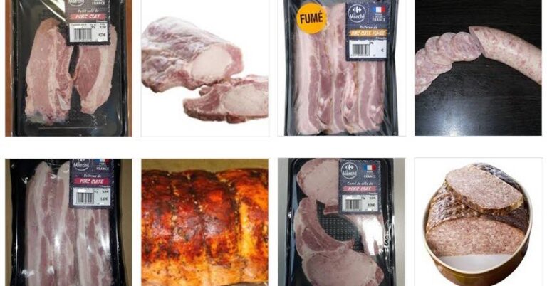 Rappel de produits Carrefour le Marché en raison de listeria dans des rôtis de porc et pâtés.