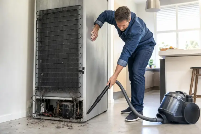 Réfrigérateur en surconsommation : nettoyer la zone cachée pour réduire la facture d’électricité.