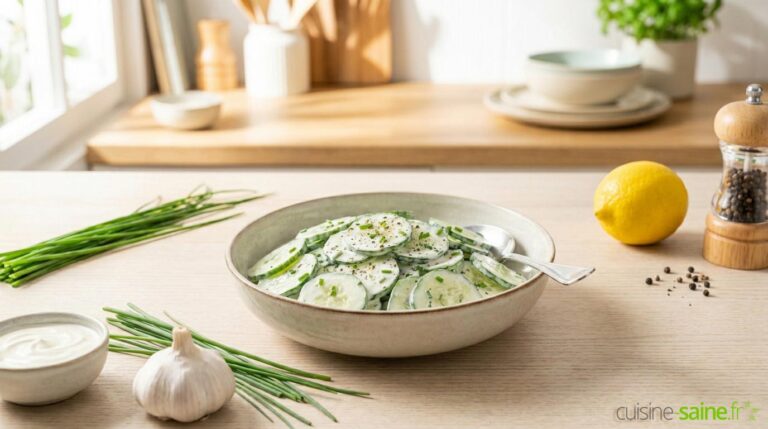 Salade de concombre à la crème sans lactose : une alternative pour les régimes alimentaires spécifiques