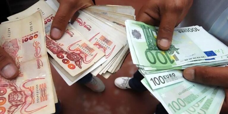 Euro en baisse sur le marché noir des devises en Algérie, nouveau taux du dinar établi.