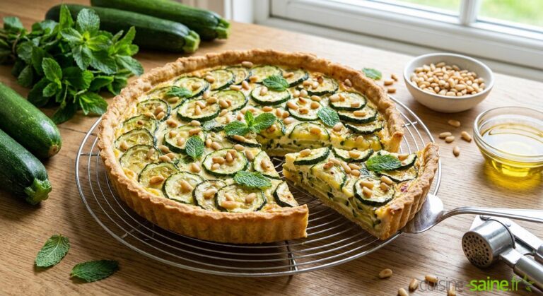 Tarte à la courgette sans gluten, menthe et pignons de pin : une alternative culinaire en hausse.