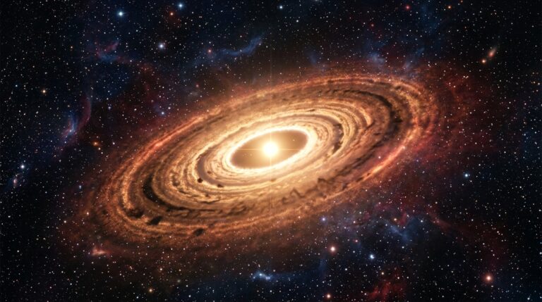Une planète invisible détectée par des astronomes plie son disque de débris.