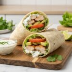 Wrap au poulet et crudités sans gluten : une option alimentaire pour les régimes restrictifs.