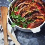 Recette de pudding aux tomates et chorizo à 180°C pour une cuisine innovante.