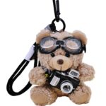 Porte-clés nounours avec appareil photo et lunettes, modèle "Winnie"