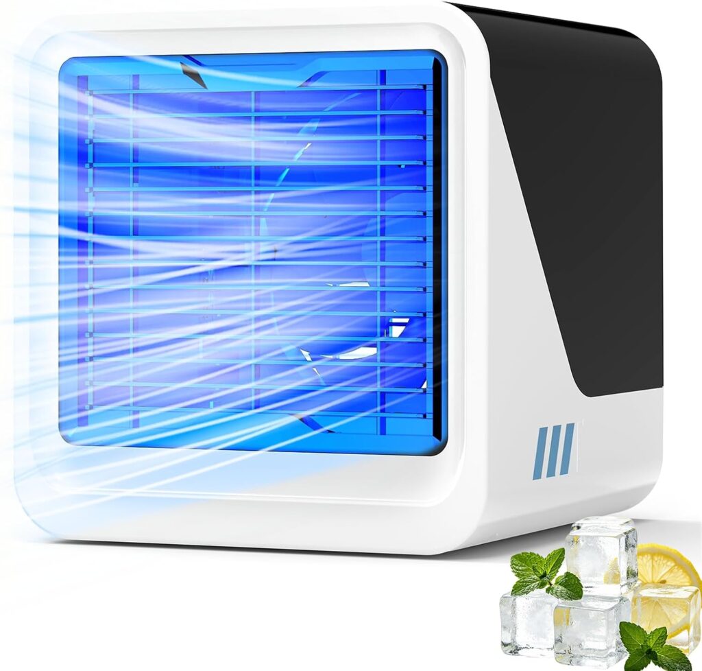 Mobile Air Conditioner 3 en 1 USB : refroidisseur d’air silencieux à 3 vitesses et multicolore pour usage personnel.