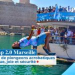 Le concours de plongeon acrobatique ZX.Jump 2.0 attire des participants à l&rsquo;esplanade du Mucem, Marseille.