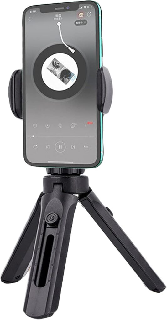 Trépied flexible pour smartphone avec rotation 360°, adapté au vlogging et aux livestreams.