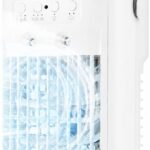 Mini climatiseur mobile silencieux USB avec télécommande et éclairage LED pour bureaux et chambres.