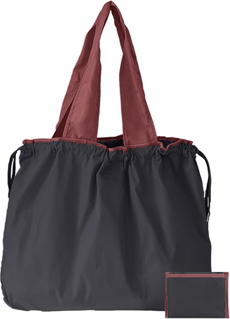 Nylon Foldable Reusable Shopping Bag avec cordon, idéal pour courses et voyages.