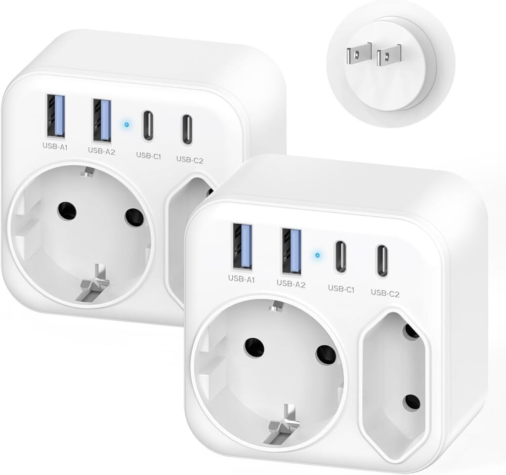 Adaptateur de voyage France-Japon avec USB-C : compatibilité pour plusieurs pays dont USA et Chine.