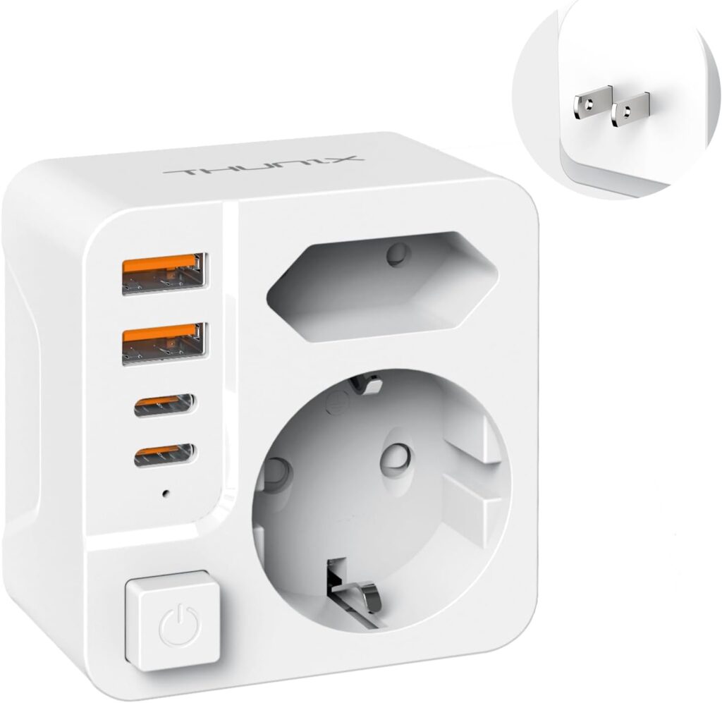 Adaptateur de voyage Japan Plug avec USB-C et USB-A compatible pour la Chine et l’Europe