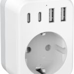 Adaptateur de voyage JSVER 5 en 1 pour l’Inde, le Népal et d’autres pays asiatiques, prend en charge USB et Type C