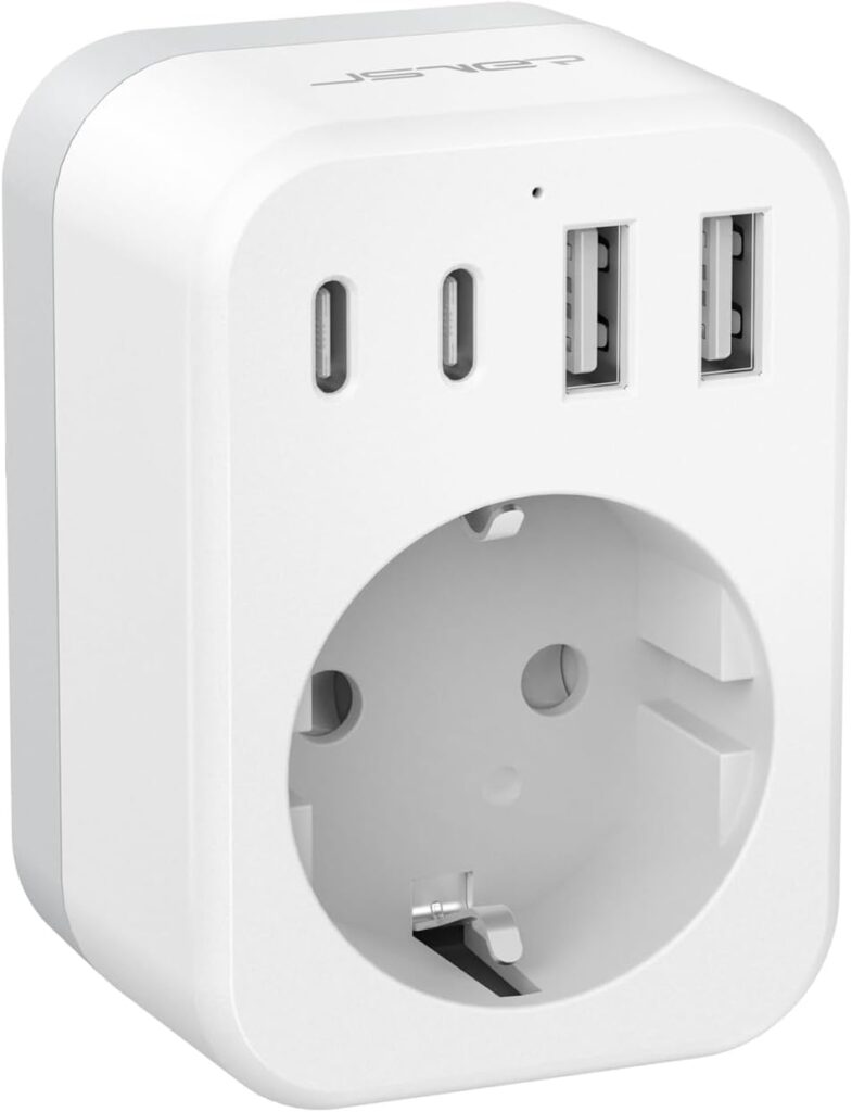 Adaptateur de voyage JSVER 5 en 1 pour l’Inde, le Népal et d’autres pays asiatiques, prend en charge USB et Type C