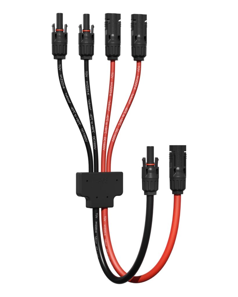 Enernova Solar Y Connector 4/6mm² avec fixations auto-bloquantes pour panneaux solaires.