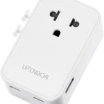 Adaptateur de voyage ultra-mince : compatible avec 200+ pays, 1 USB-A et 2 USB-C.