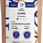 Café Bonnac : Grains de café brésilien 100% Arabica avec notes de noisette et cacao.