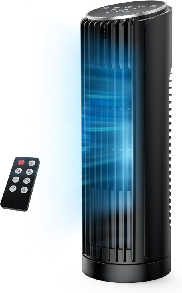 PNTCK présente un ventilateur colonne ultra silencieux avec télécommande et 4 modes de fonctionnement.