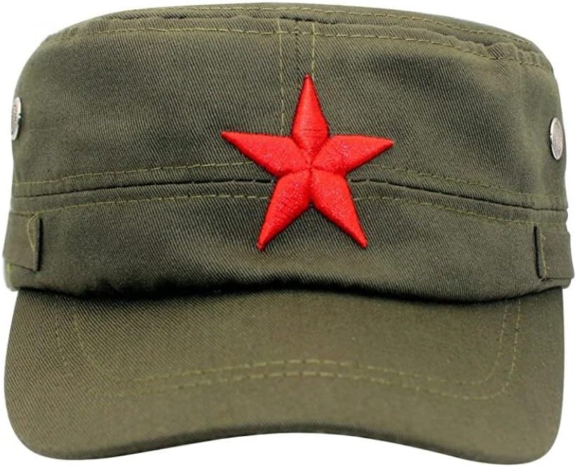Casquette Armée avec Étoile Rouge Vintage pour Hommes, Style Plat et Broderie.