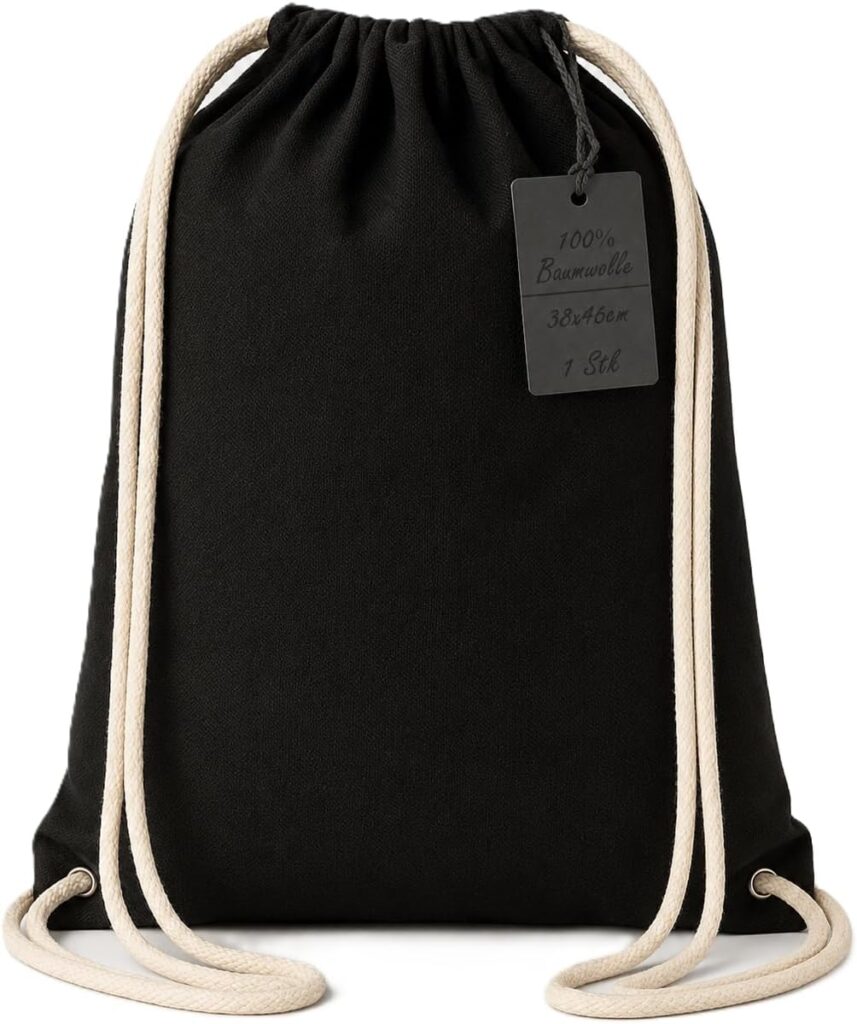 Sac de gym en coton Oeko-Tex 100 certifié, 38 x 46 cm, pour le sport et l’école.