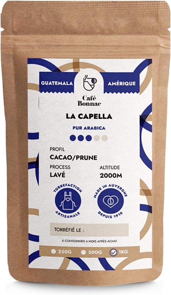 Café Bonnac présente La Capella, un café 100% Arabica du Guatemala, notes de prunier et cacao.