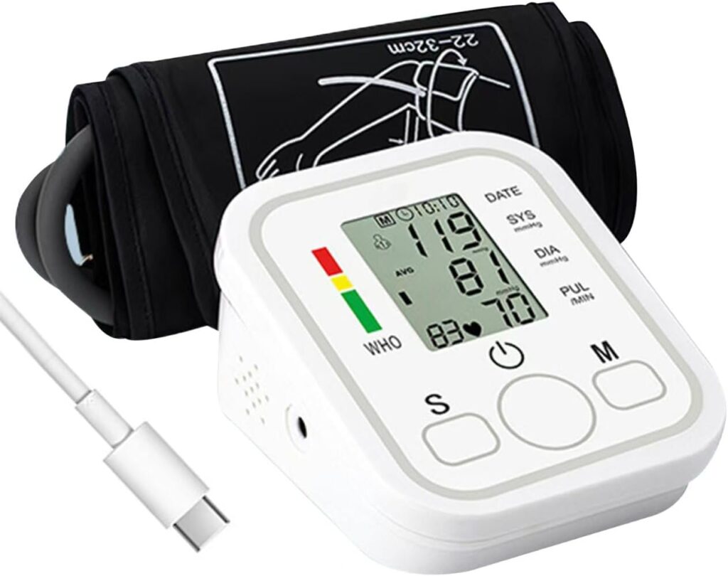Moniteur de pression artérielle LCD : mesure automatique et détection d’arythmie pour usage domestique.
