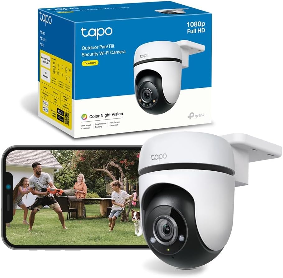 Tapo C500 : caméra extérieure 1080P WiFi avec détection AI et stockage jusqu’à 512GB.