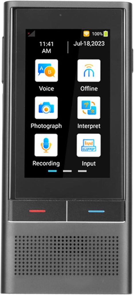 Traducteur vocal bidirectionnel WiFi avec écran tactile de 2,8 pouces, supporte 138 langues.