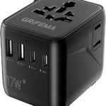 Adaptateur de voyage universel GRIFEMA 6 en 1 : 2 USB C et 2 USB A pour plusieurs régions.