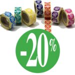 Roll de 500 étiquettes autocollantes adhésives de 25 mm disponibles avec une promotion de 20 %