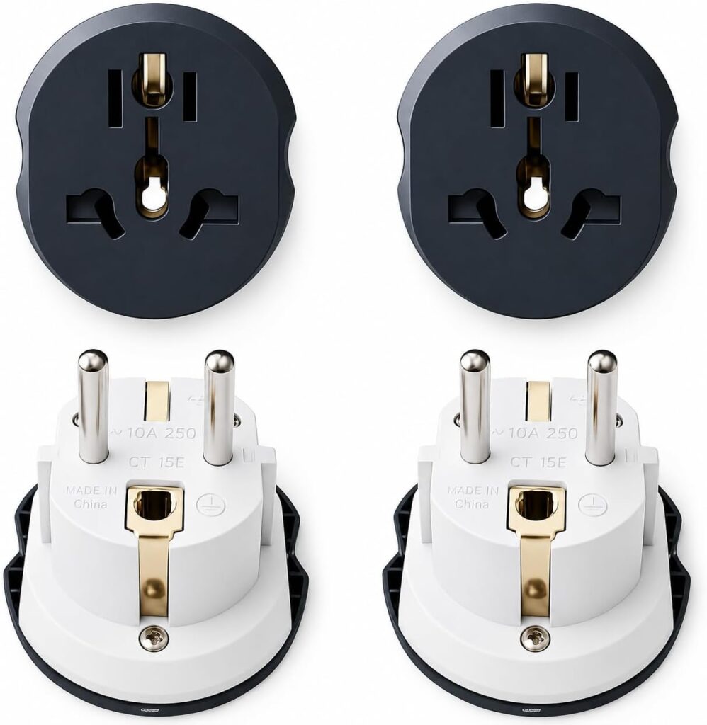 Adaptateur de voyage universel 4PCS : adaptateur UK vers France et USA vers France.